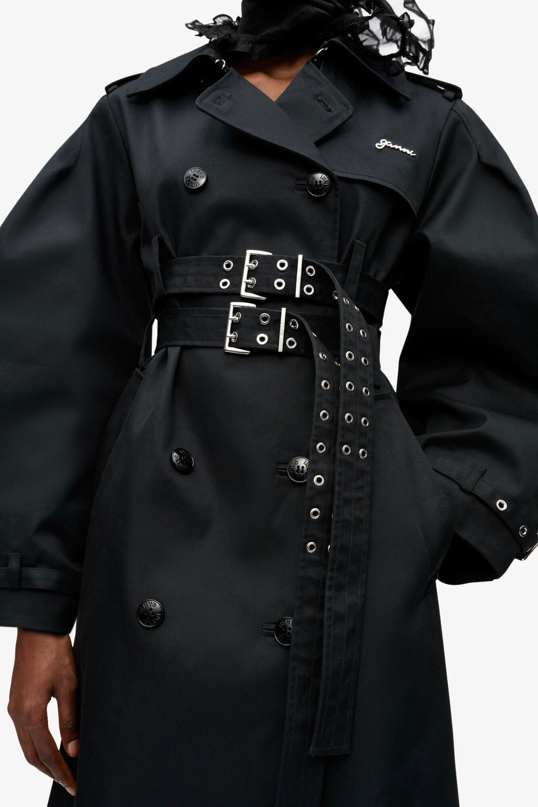 Bonded Cotton Trench Coat Black