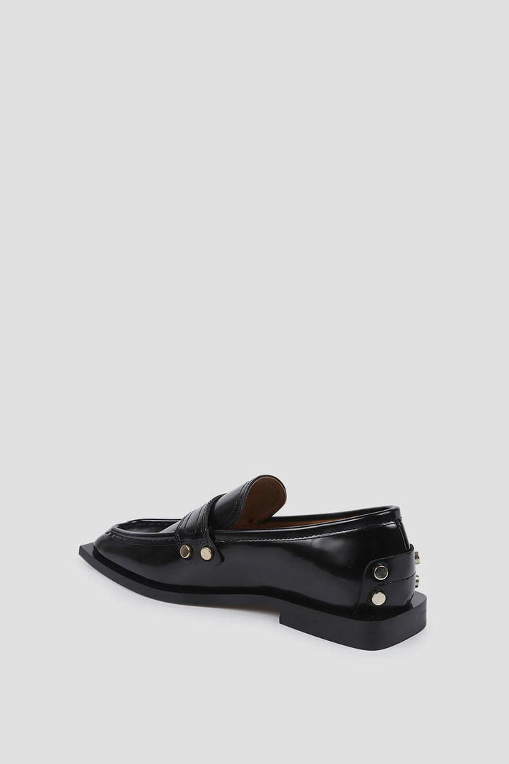 Studs Square Toe Loafer Box Oleatex Black