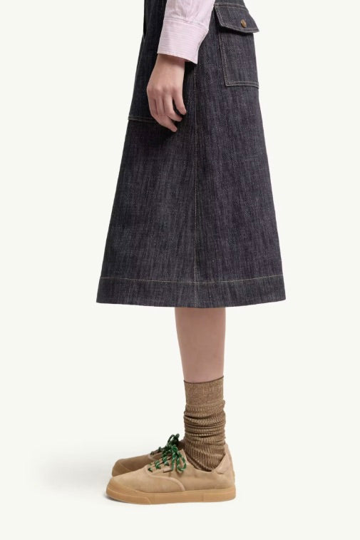 Denim Knee-Length Skirt Blue Denim