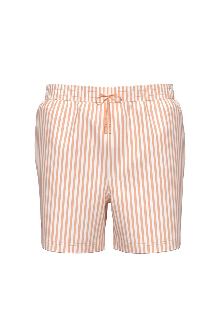Medium Drawstring Waistband Swim Shorts Peach Bliss Penny Stripe