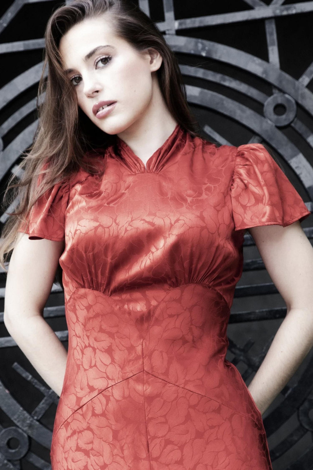 Addison Jacquard Dress Red