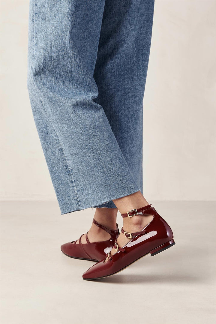 Luke Onix Wine Burgundy Leather Ballet Flats