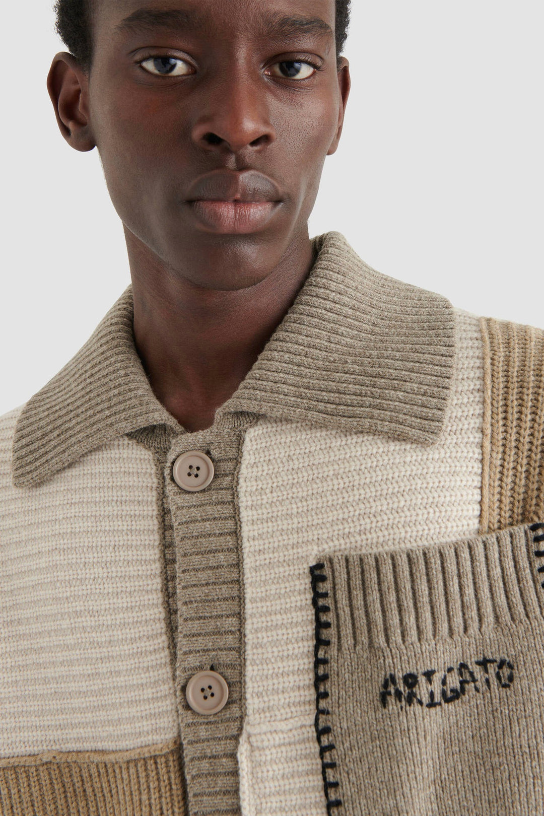 Franco Patch Cardigan Pale Beige