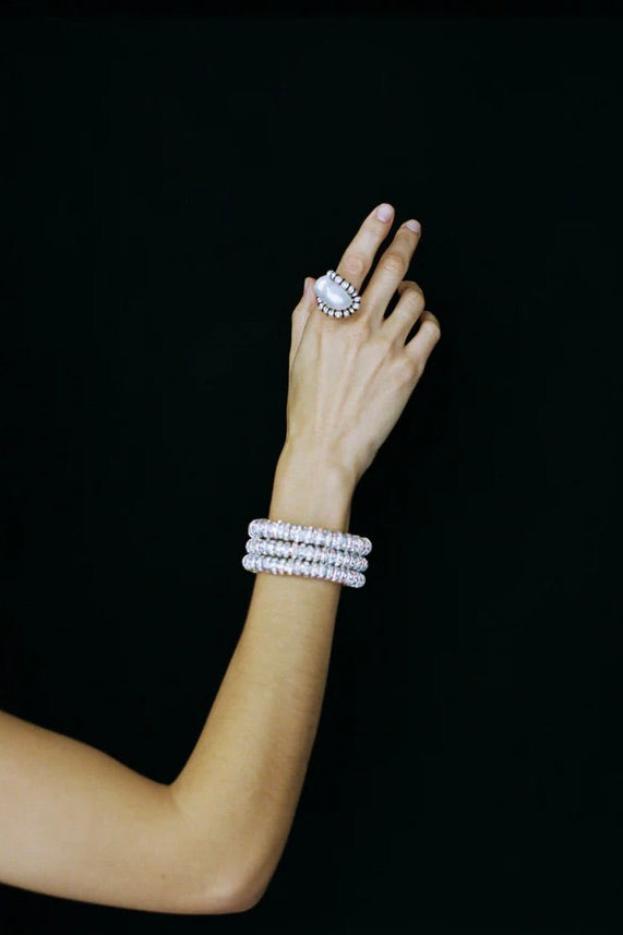 Baroque Diamond Ring Silver