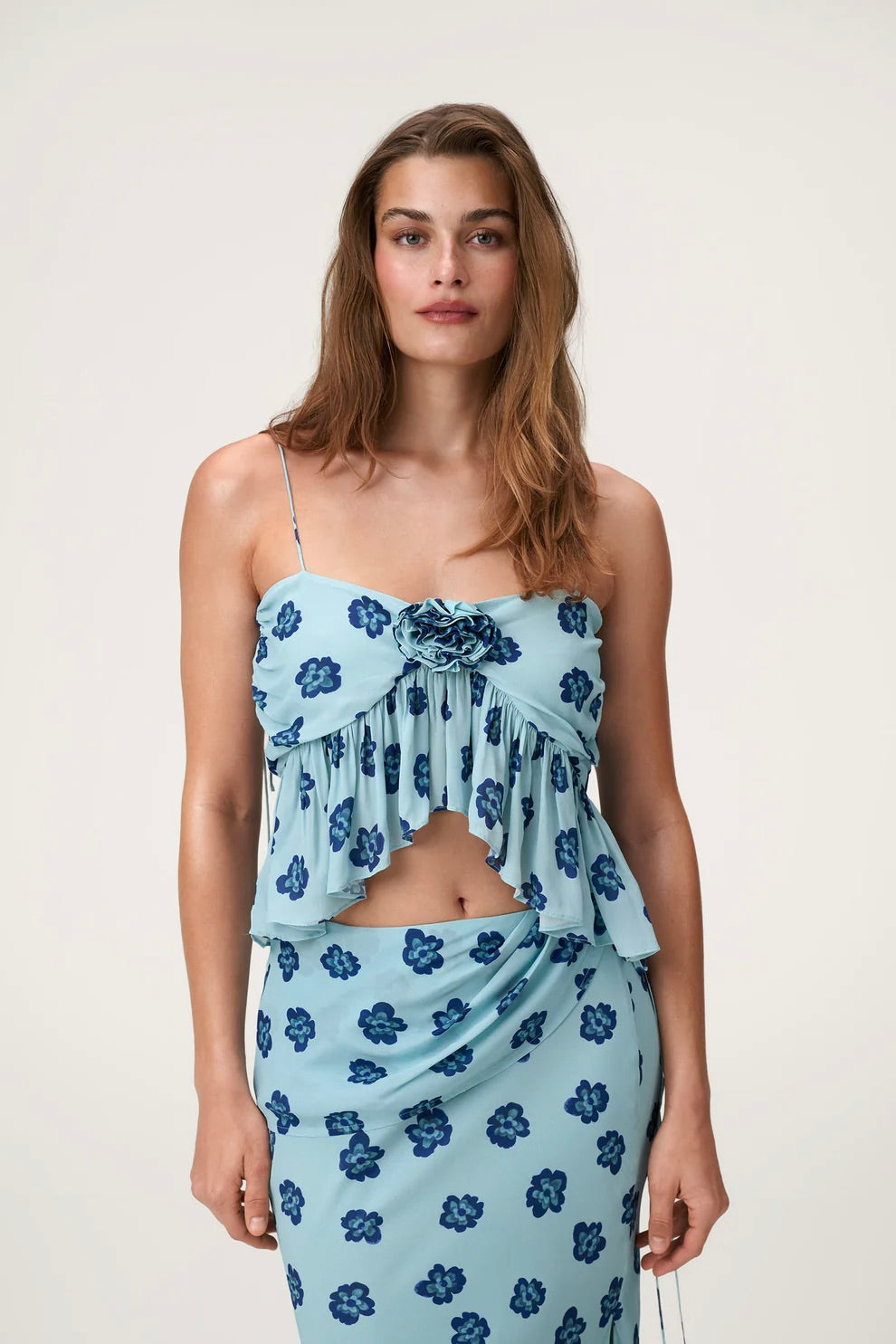 Ponza Top Turquoise Flower