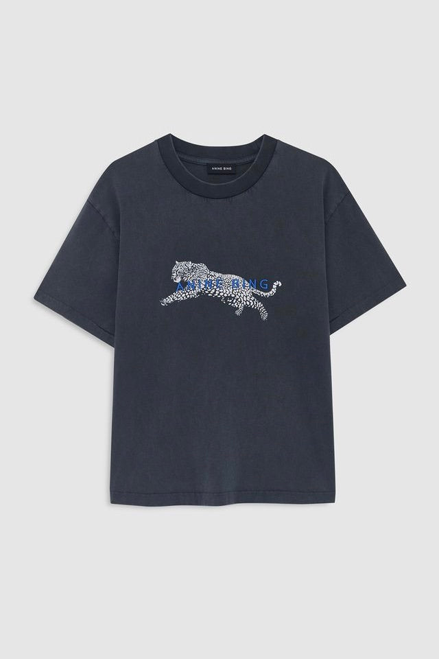 Cade Tee Leopard Washed Black