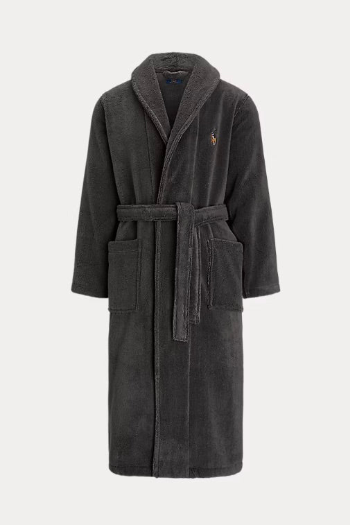 Shawl-Collar Terry Robe Dark Slate