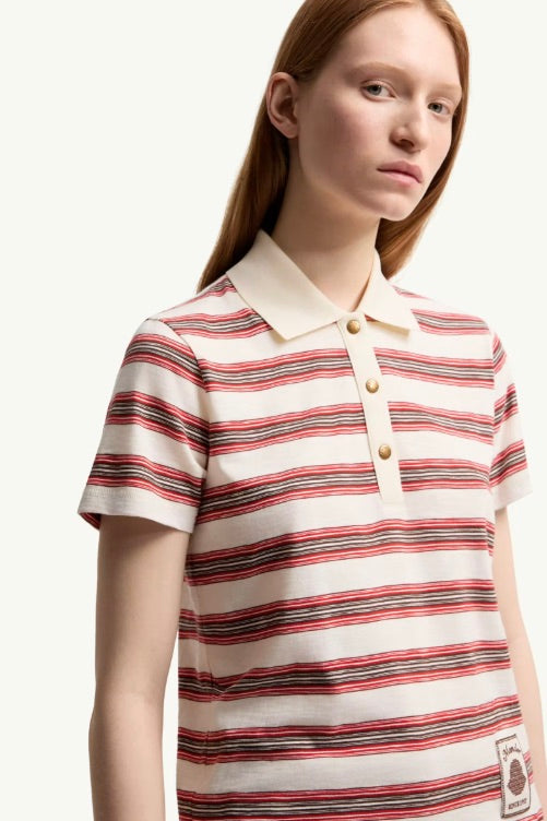 Striped Cotton Polo Shirt Red/White Stripe
