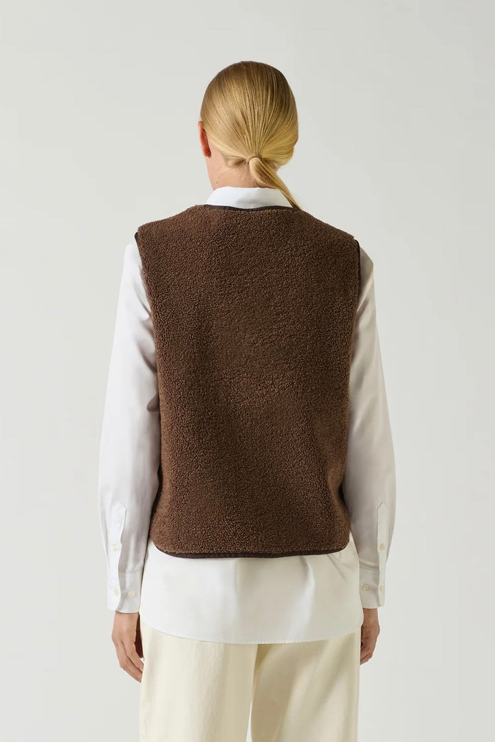 Fusil Waistcoat Faux Fur Marron