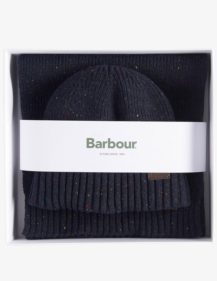 Barbour Gift Set Beanie &amp; Scarf Carlton Fleck