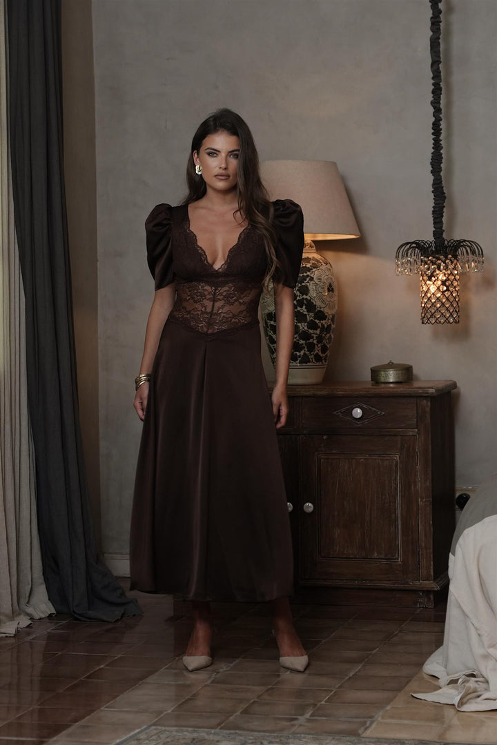 Francis Lace Midi Dress Espresso