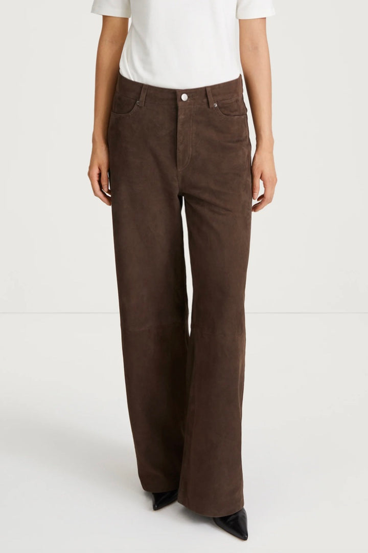 Victory Suede Trousers Pebble Brown
