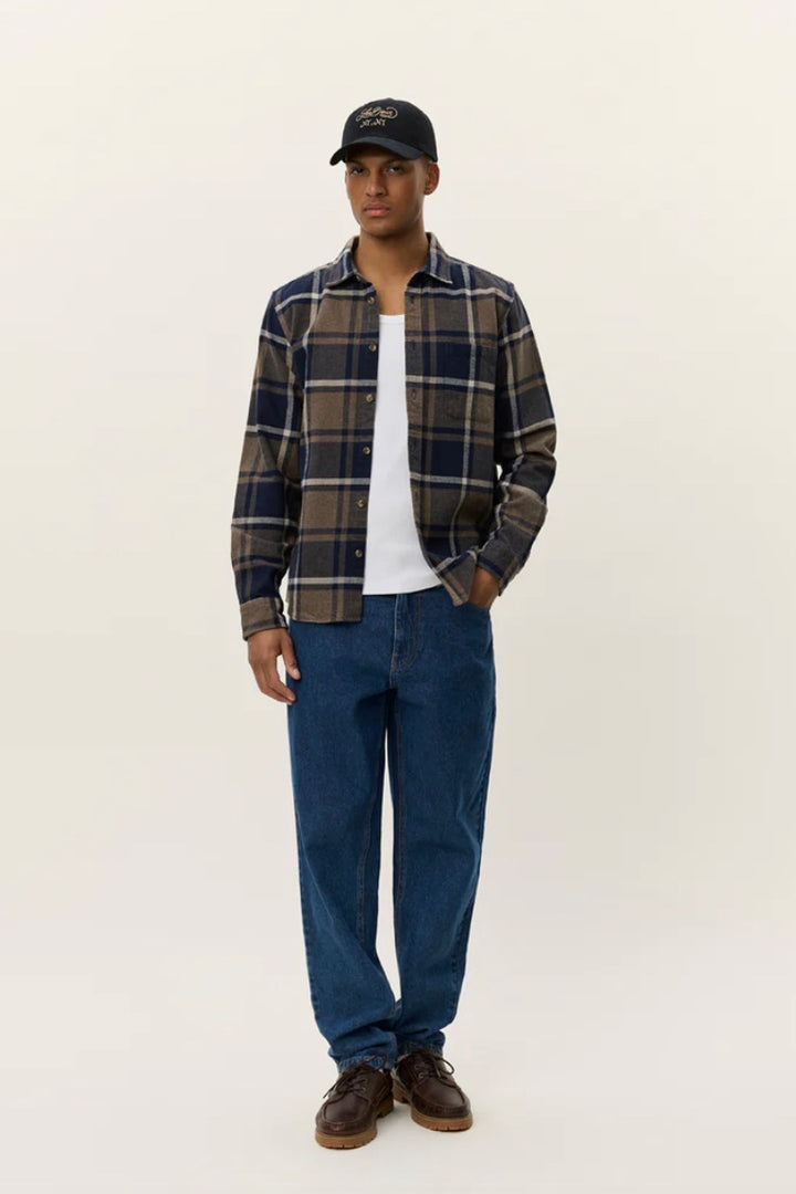 Jeremy Check Flannel Shirt Dark Navy