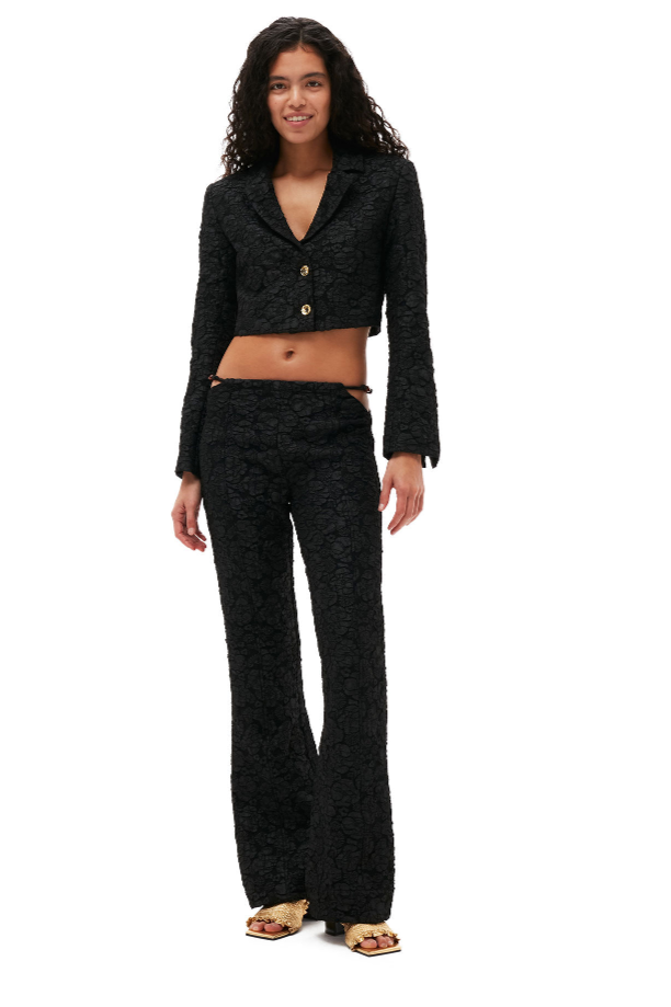 Stretch Jacquard Cropped Blazer