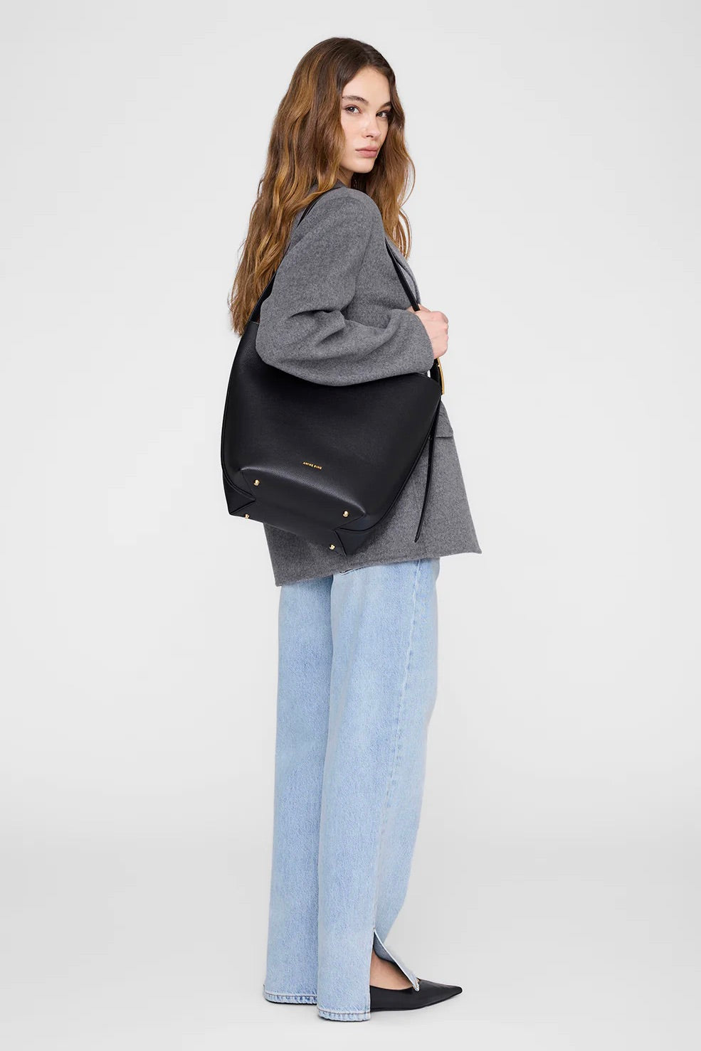 Elly Bucket Bag Grained Leather Black