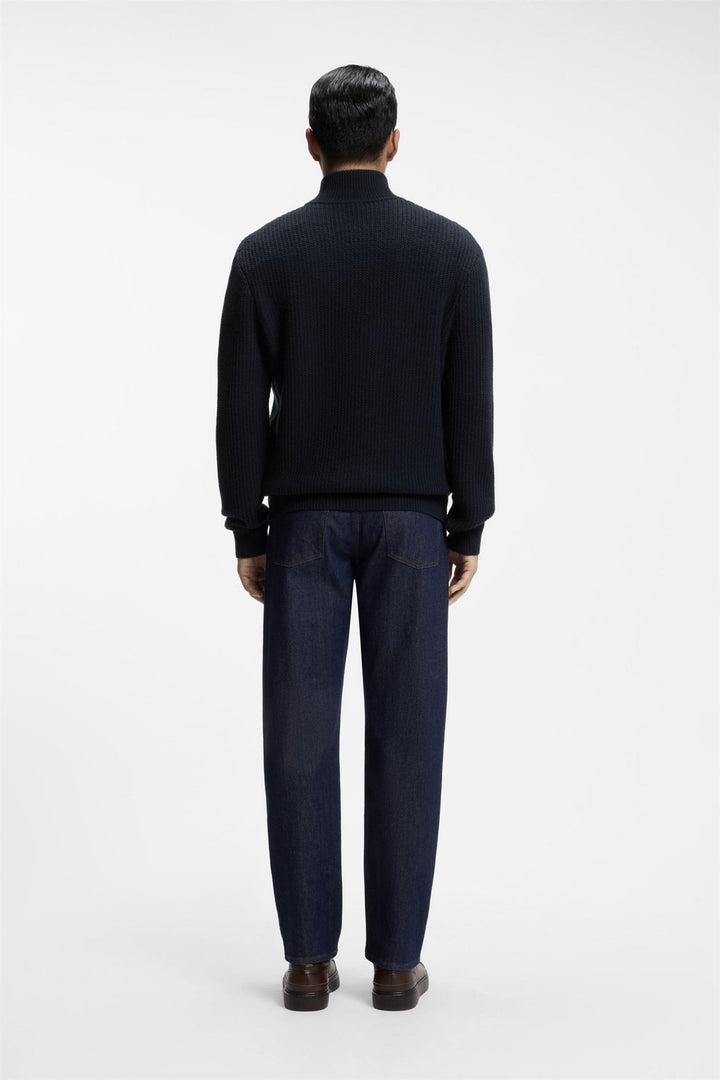 H-Fiocco Zip-Up Cardigan Dark Blue