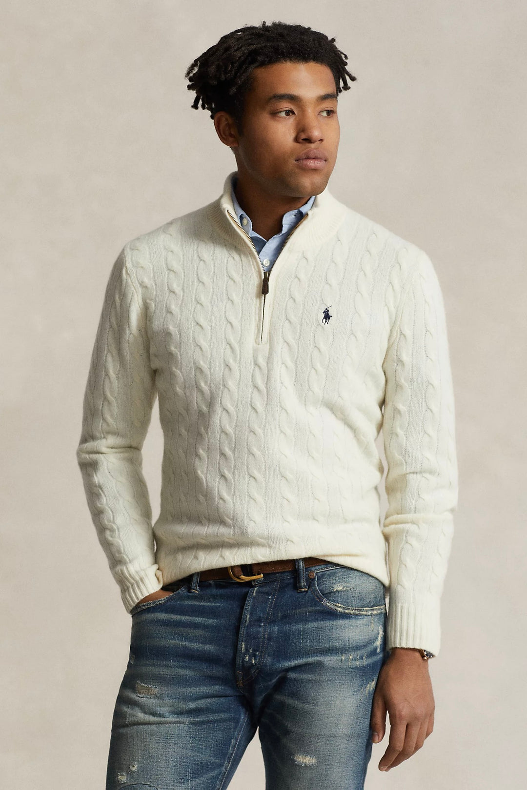 Cable-Knit Wool-Cashmere Jumper Andover Cream