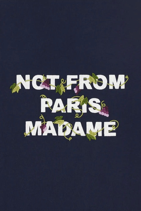Vine Embroidered Slogan T-shirt Navy