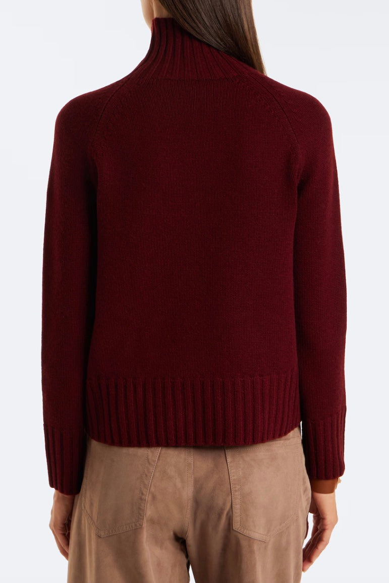 Wool and Cashmere Polo-neck Sweater Bordeaux