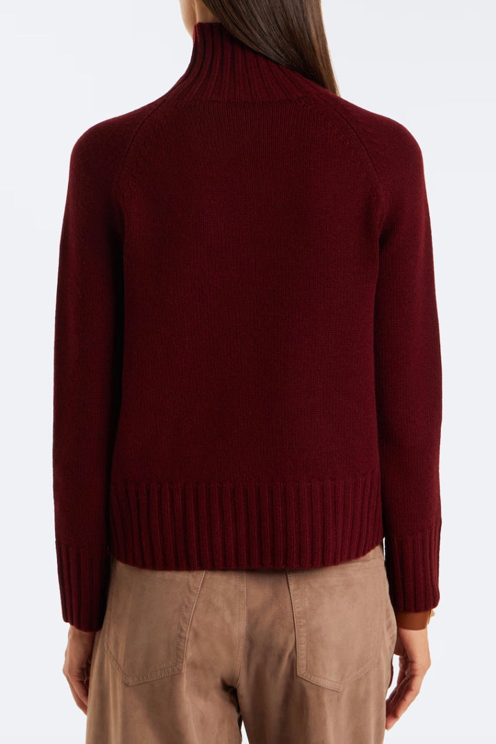 Wool and Cashmere Polo-neck Sweater Bordeaux