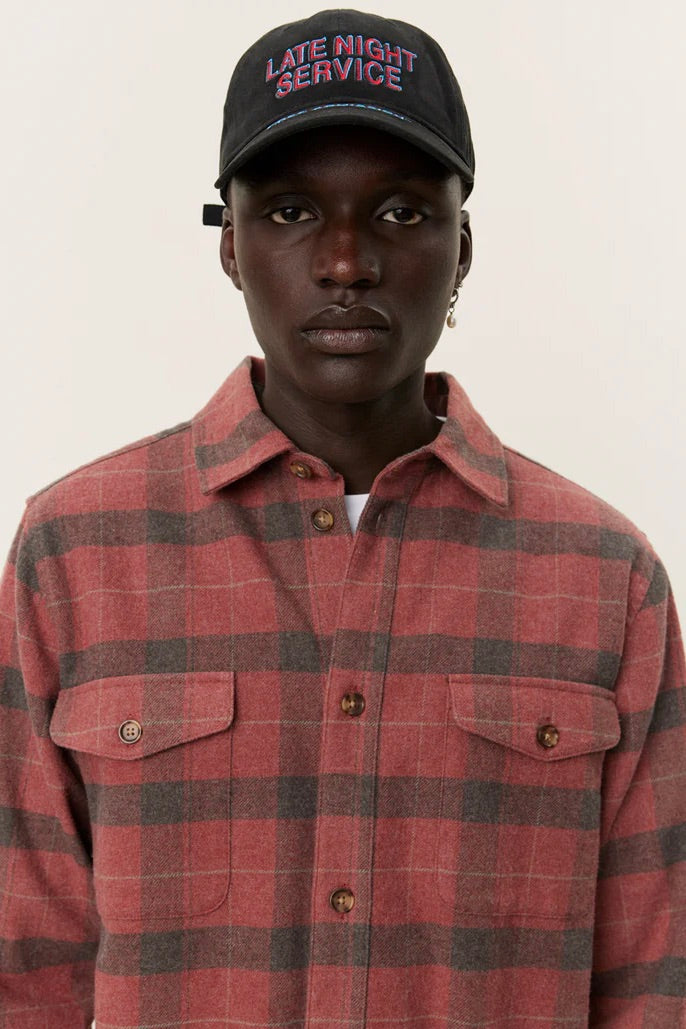 Lennon Flannel Check	Overshirt Coffee Brown/Fired Brick