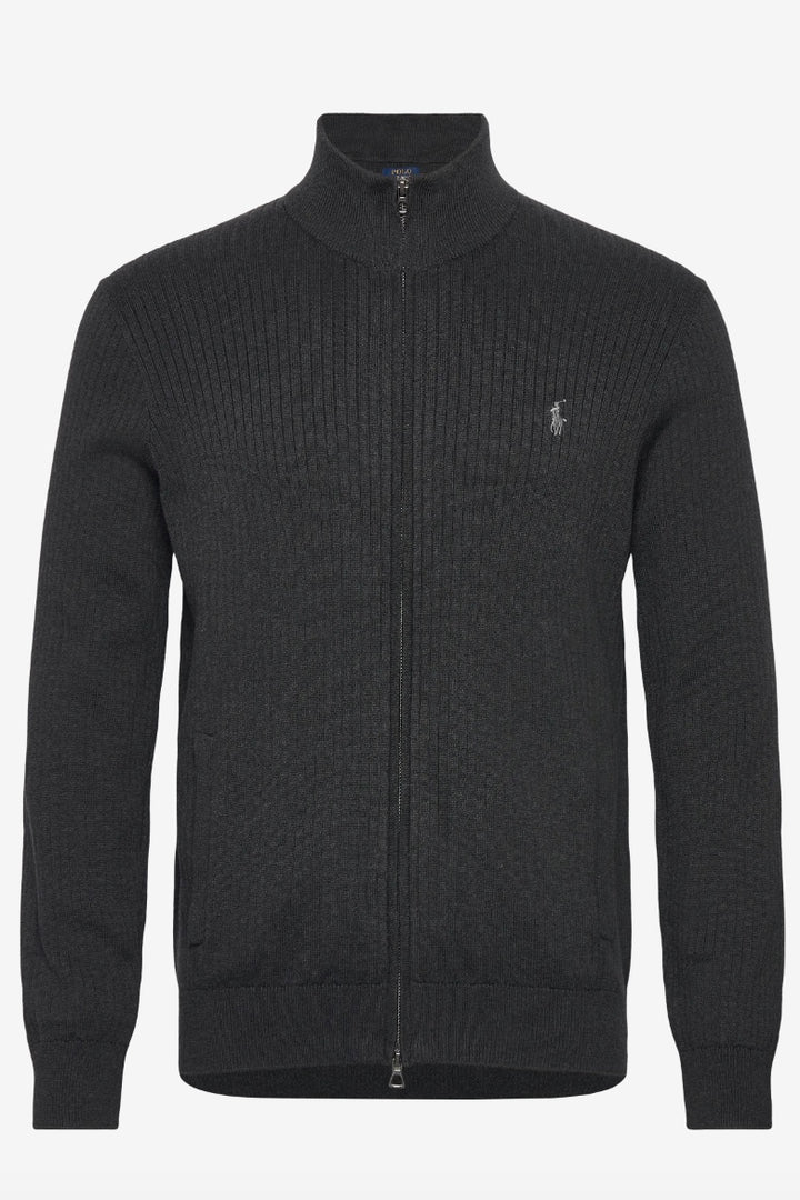 POLO RALPH LAUREN Full Zip Sweater Dark Granite Heather - Dale