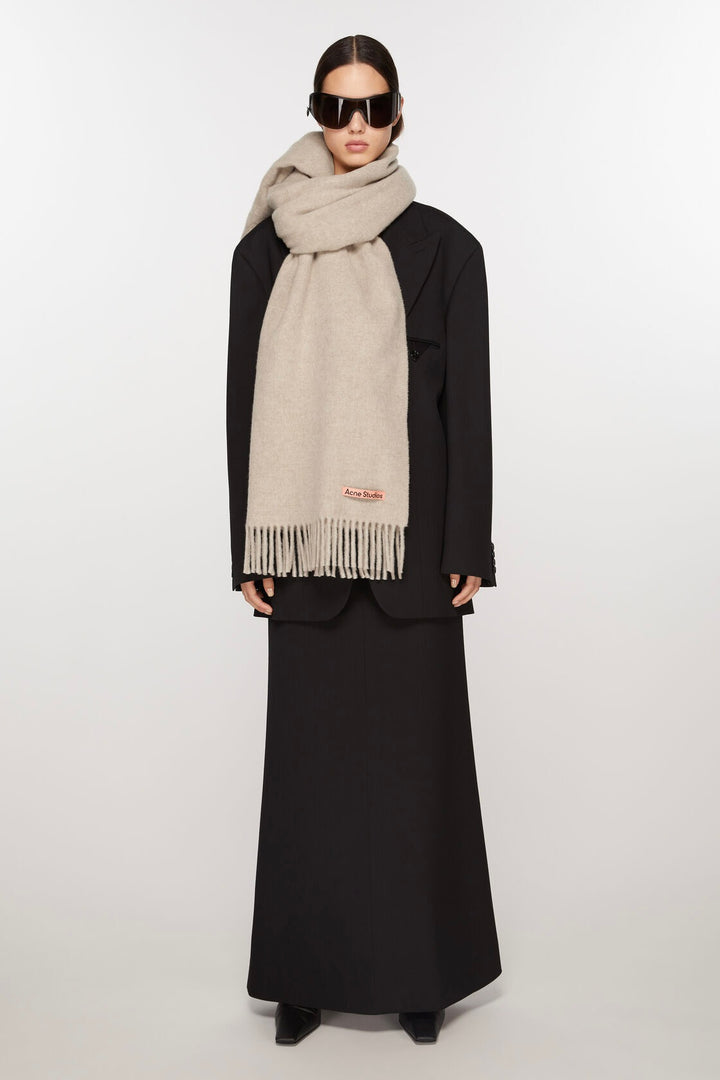 Fringe Wool Scarf - Oversized