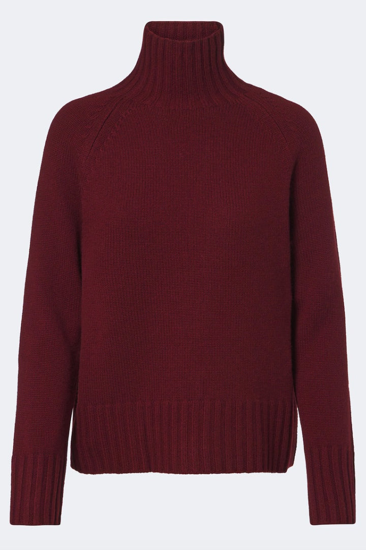 Wool and Cashmere Polo-neck Sweater Bordeaux