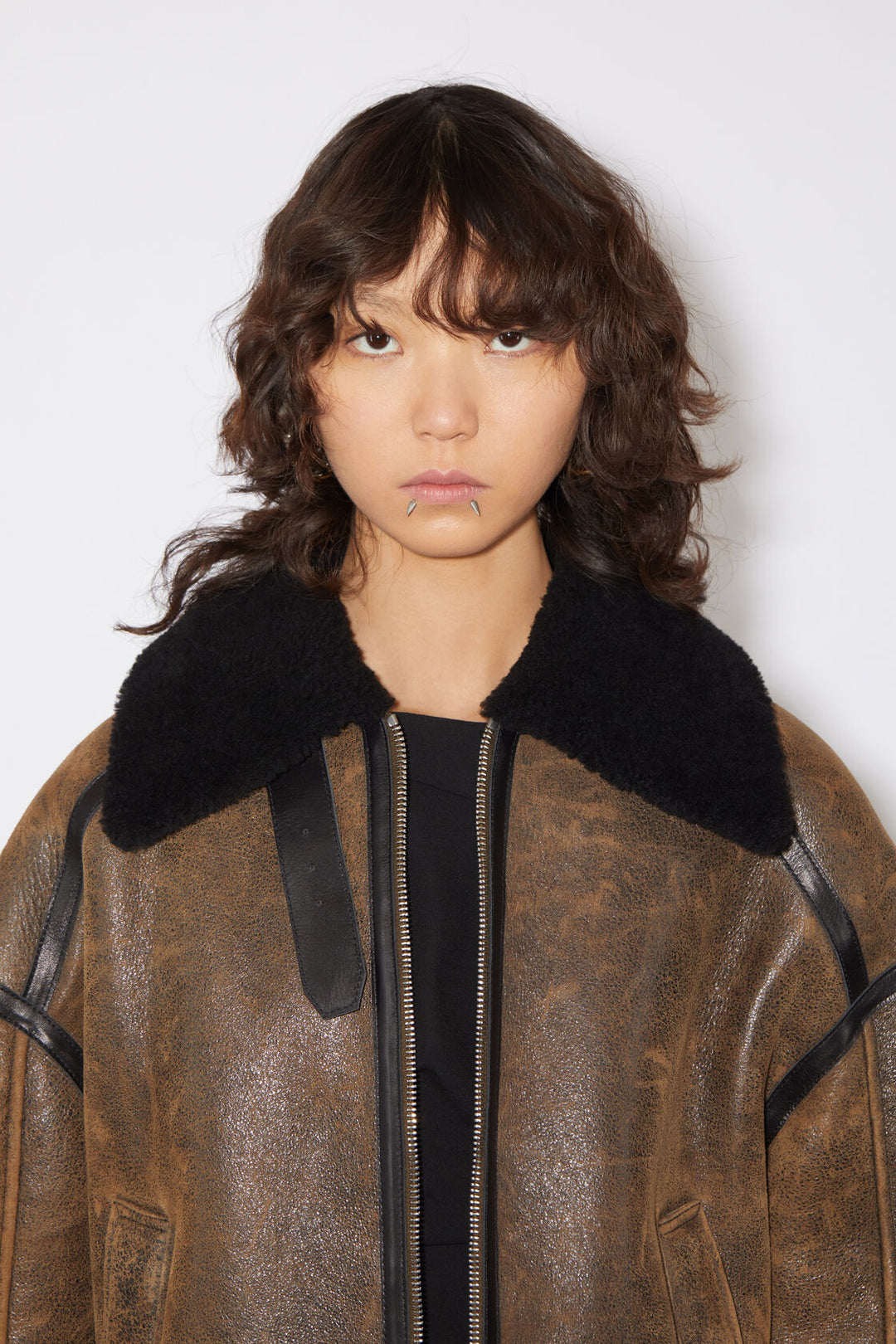 SHEARLING JACKET - Dark Brown