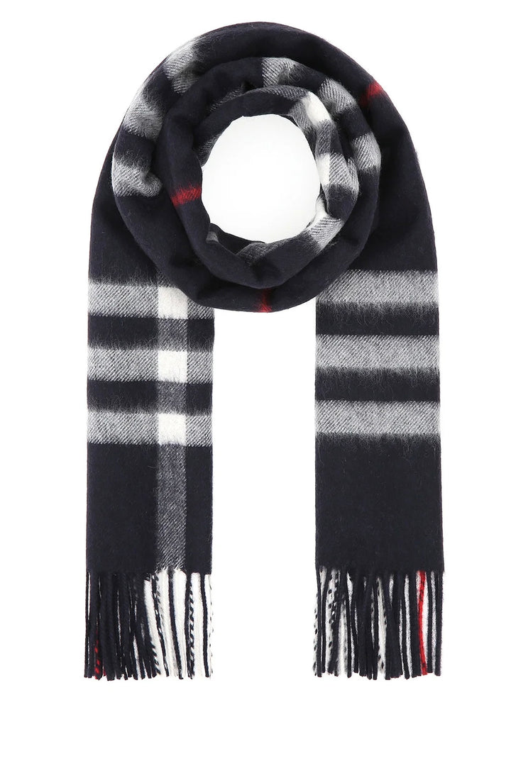 Giant Check Cashmere Scarf Navy