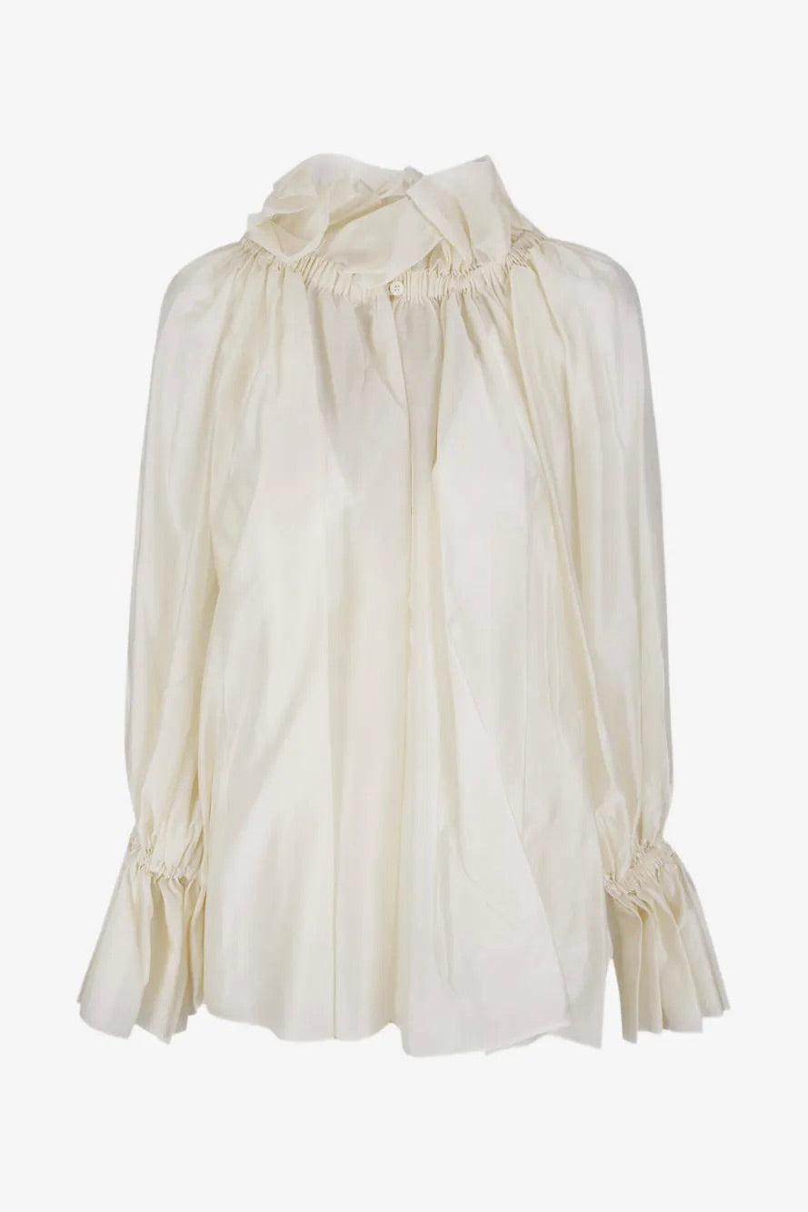 Estelle Ruffled Neck Blouse Cream