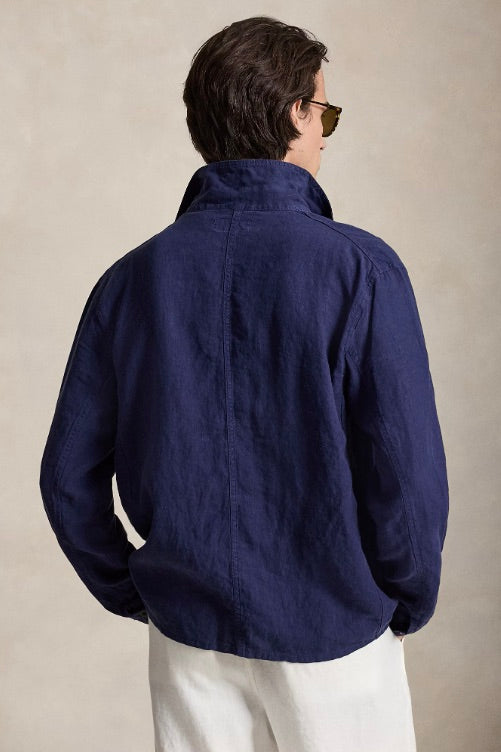 Linen Utility Jacket Newport Navy