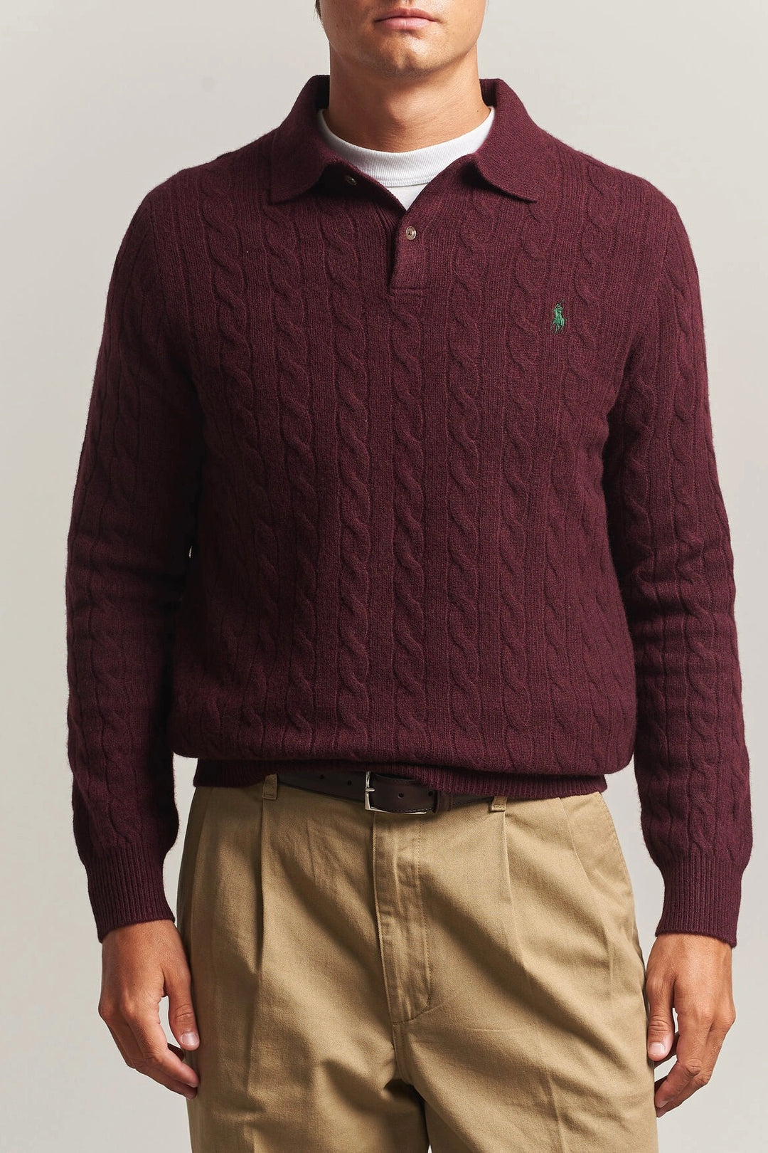 Cable-Knit Wool-Cashmere Jumper Aged Wine Heather