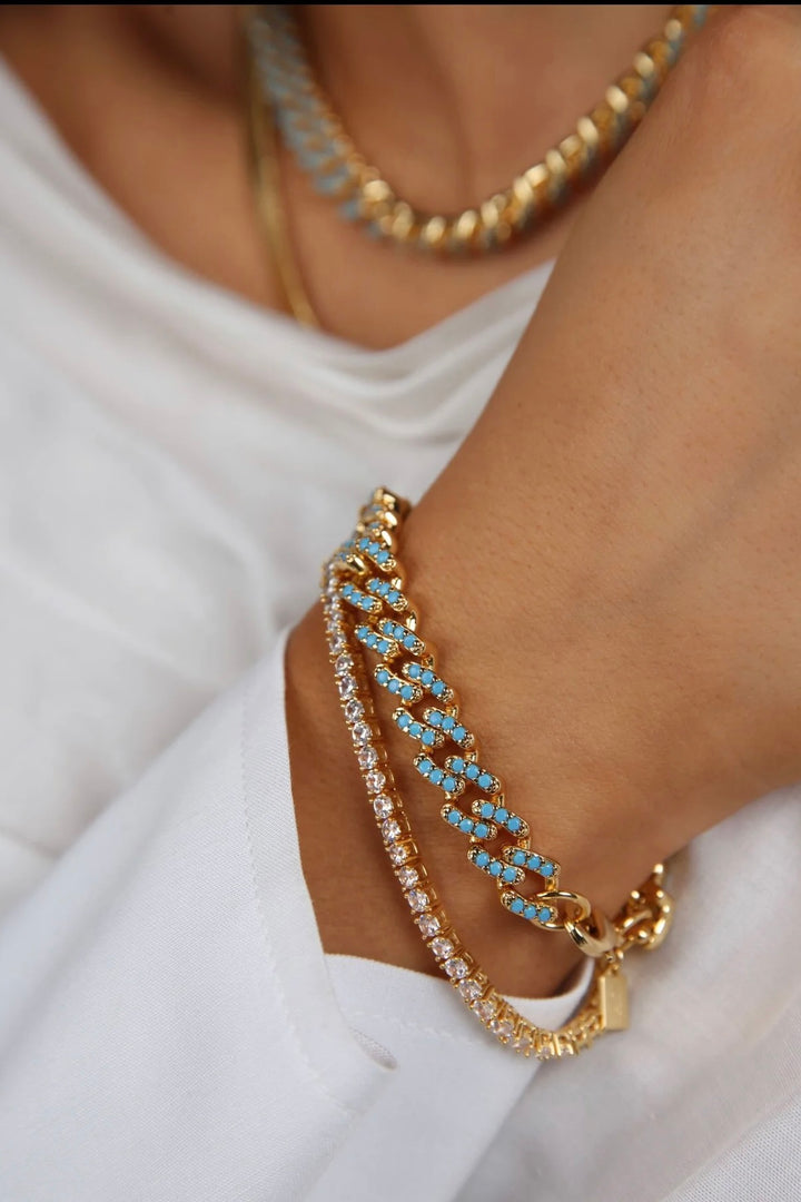 Mexican chain bracelet Mykonos blue