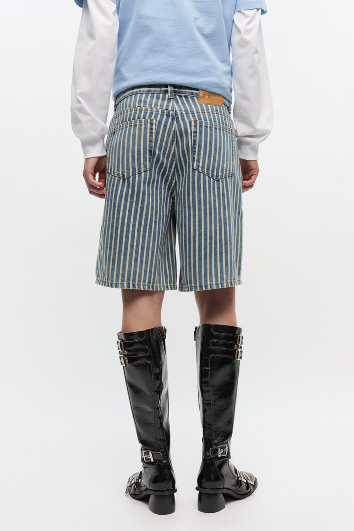 Striped Denim Shorts