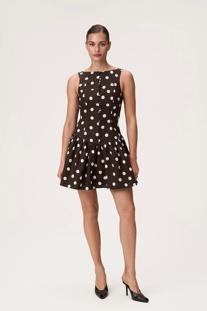 Sevilla Mini Dress Small Brown Dot