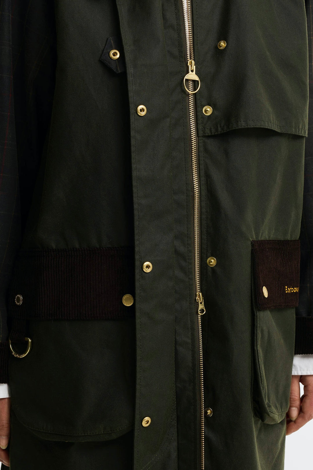 Barbour Check Kirklees Wax Jacket Olive