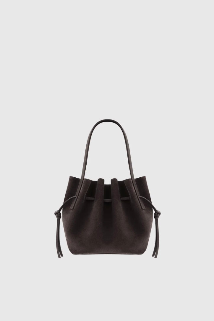 Mini Scallop Tote Suede Ganache