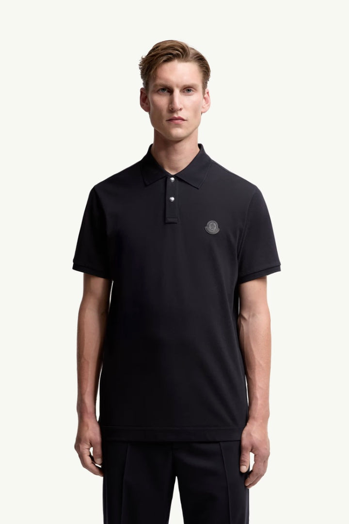 Logo Patch Cotton Piquet Polo Shirt Blue