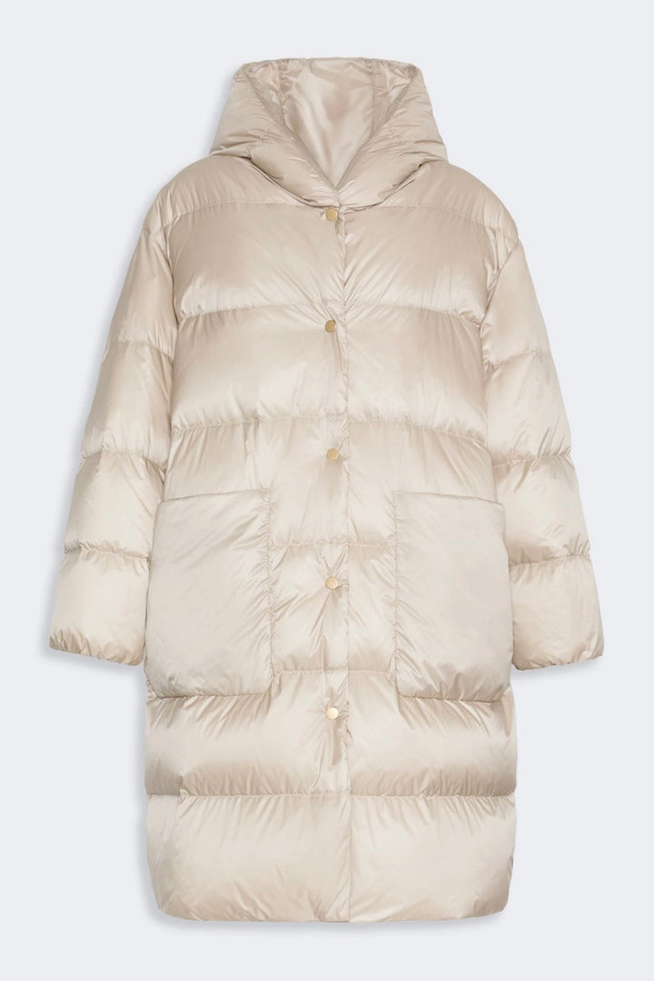 Midi Quilted Puffer Jacket Natural