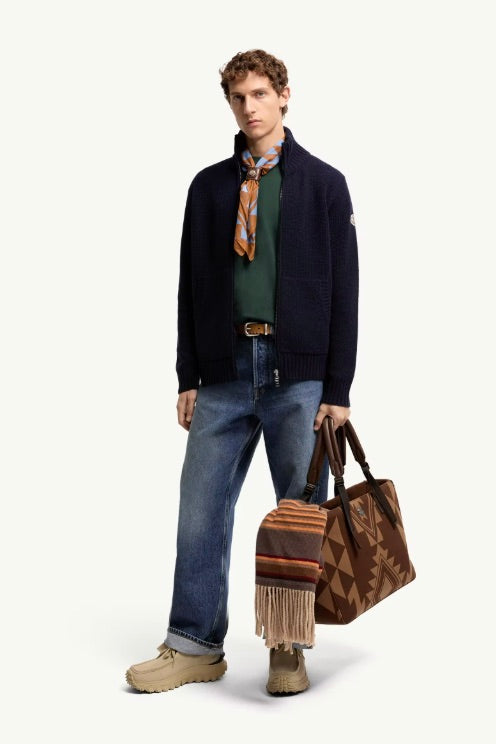 Wool & Cashmere Blend Cardigan Dark Blue