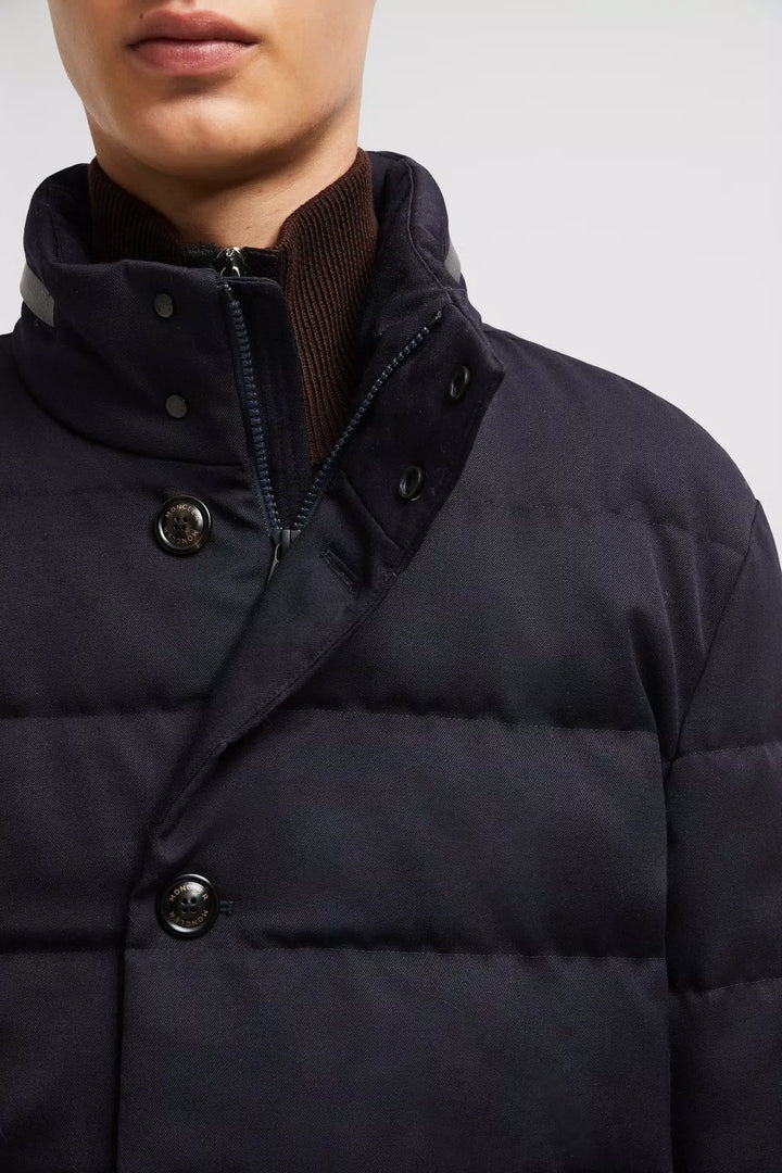 Vallonpierre Wool Long Down Jacket Night Blue