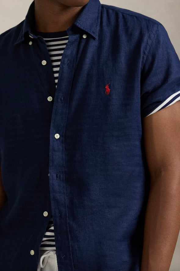 Custom Fit Linen Shirt Newport Navy