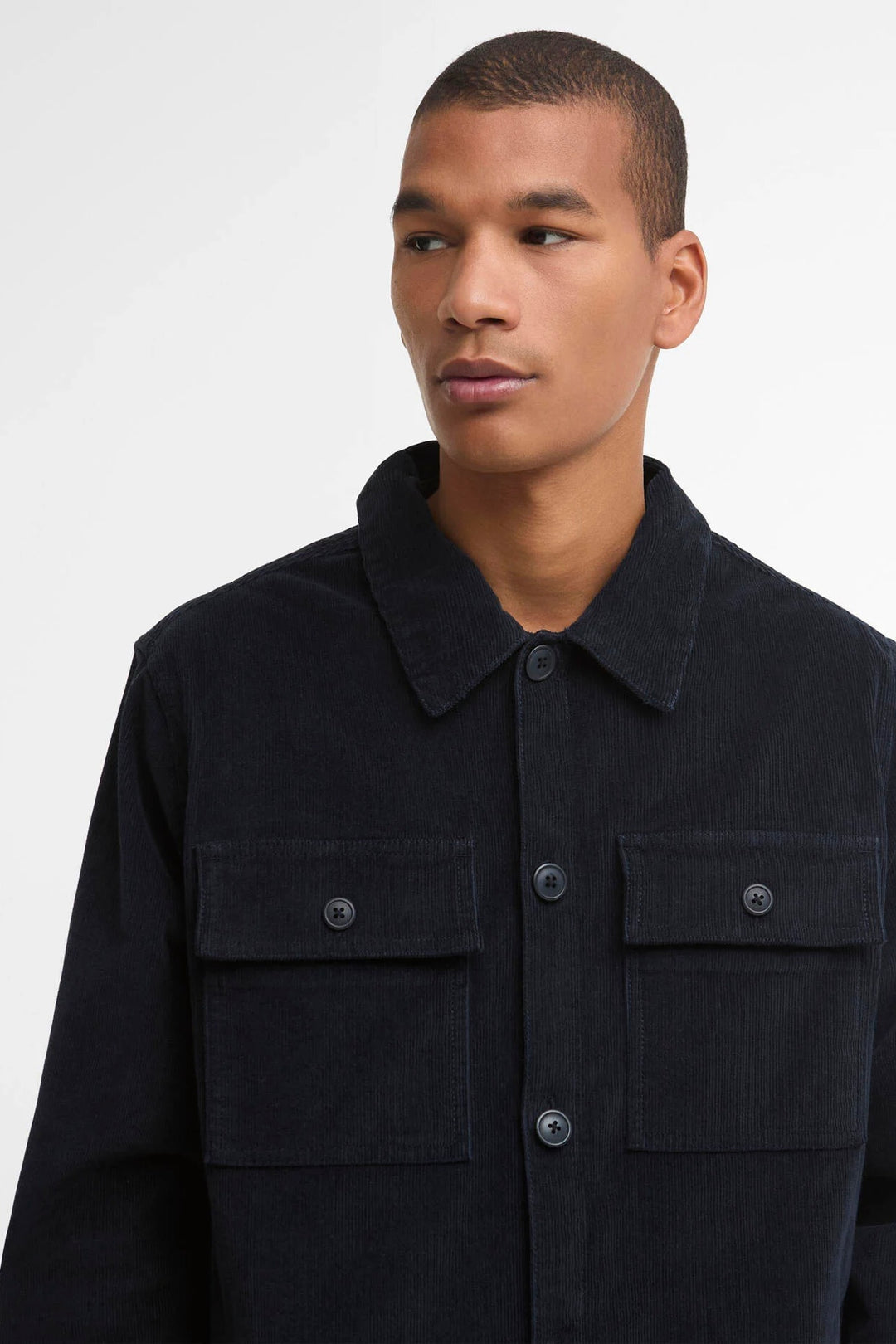 Barbour Tartan Trim Cotton Overshirt Navy