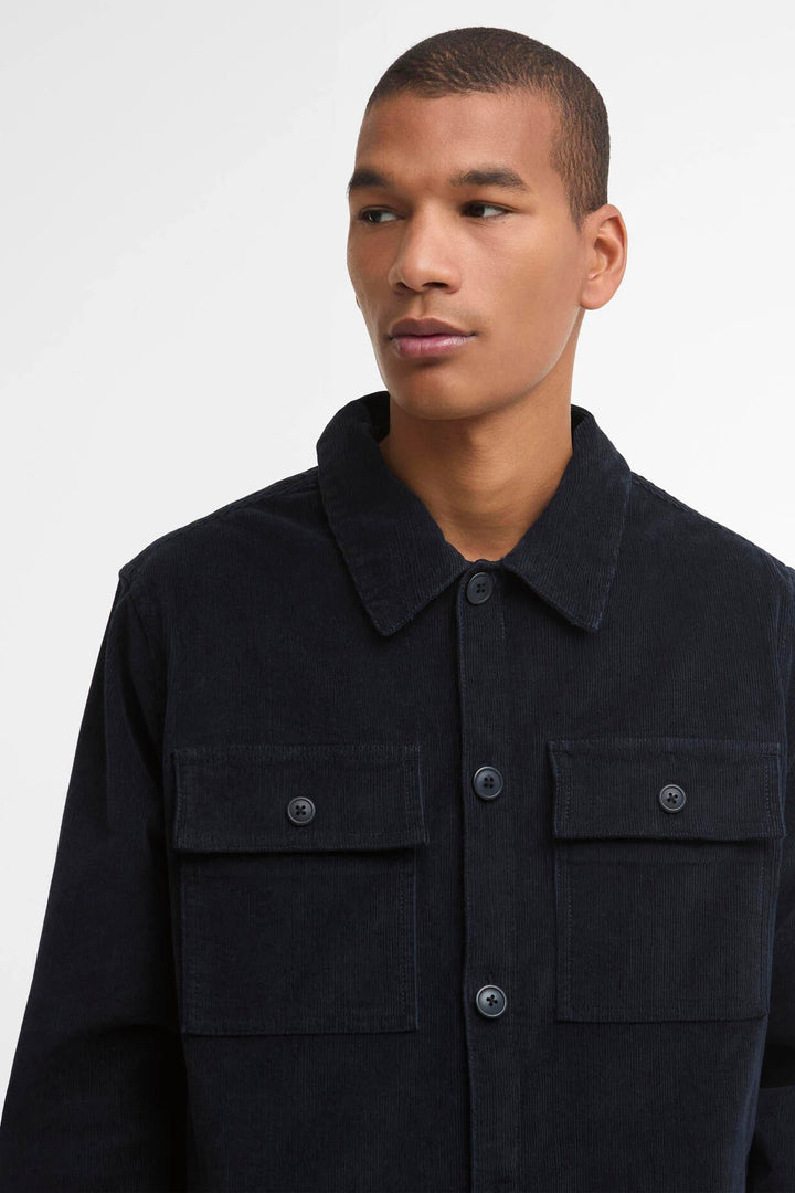 Barbour Tartan Trim Cotton Overshirt Navy