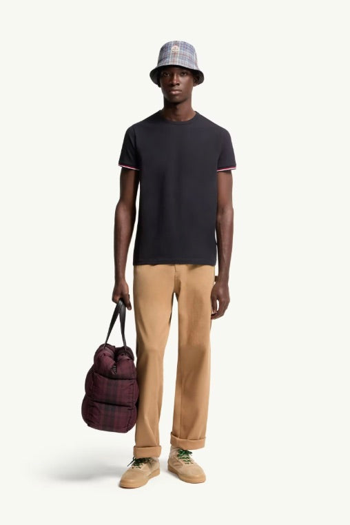 MONCLER Tricolour-Trimmed Cotton T-Shirt Night Blue - Dale