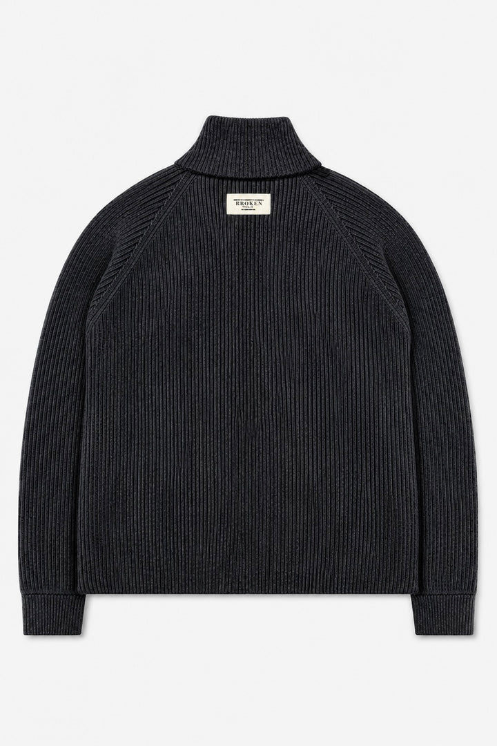 Knitted Cardigan Black Two-Tone