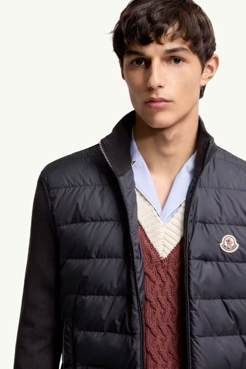 MONCLER Padded Zip-Up Cotton Cardigan Dark Blue - Dale