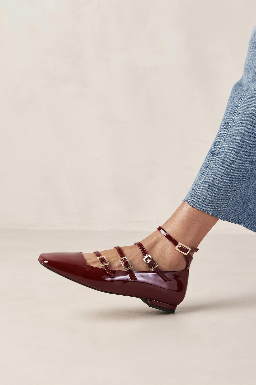 Luke Onix Wine Burgundy Leather Ballet Flats