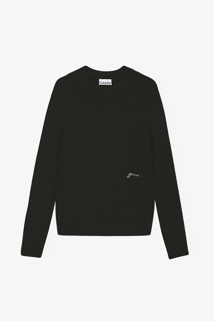 Brushed Alpaca O-Neck Black